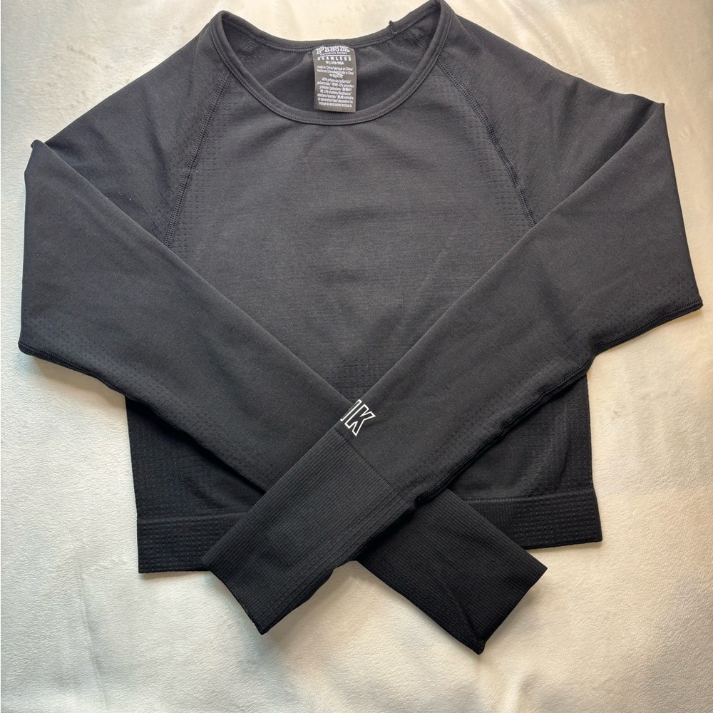 vs pink seamless black workout top
